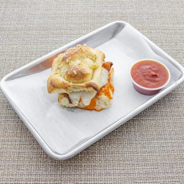 Buffalo Chicken Garlic Knot Slider.